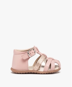 GEMO Sandales premiers pas bébé fille à brides en cuir rose standard