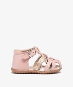 sandales premiers pas bebe fille a brides en cuir roseF721501_1