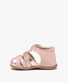 sandales premiers pas bebe fille a brides en cuir rose chaussures de parcF721501_3