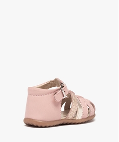 sandales premiers pas bebe fille a brides en cuir rose chaussures de parcF721501_4