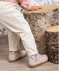 GEMO Chaussures premiers pas bébé fille dessus cuir – NA! Rose