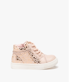 GEMO Baskets bébé fille semi-montantes imprimées cœurs rose standard