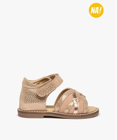GEMO Sandales premiers pas bébé fille dessus cuir métallisé - NA! beige standard