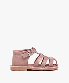 GEMO Sandales bébé fille à brides en cuir finement pailletées rose standard