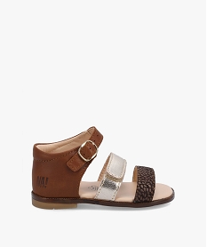 GEMO Sandales bébé fille à scratch dessus cuir métallisé – NA! Brun