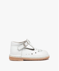 GEMO Babies bébé fille dessus cuir uni motifs perforés blanc chine