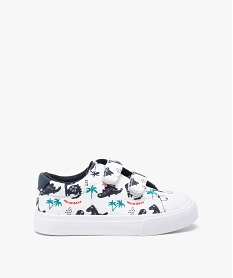 tennis bebe garcon en toile imprimee dinosaures blanc baskets et tennisF727701_1