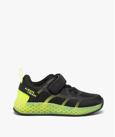GEMO Baskets garçon running à lacets élastiques et scratch noir standard