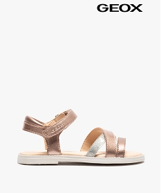 GEMO Sandales fille à fines brides métallisées et scratch – Geox rose vif
