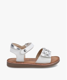 GEMO Sandales fille à brides scratch en cuir – LuluCastagnette blanc standard