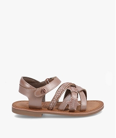 GEMO Sandales fille à brides en cuir métallisées – LuluCastagnette Brun