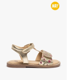 GEMO Sandales fille dessus cuir métallisé imprimé fleurs – NA! dore