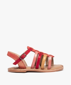 GEMO Sandales fille en cuir dessus brides métallisées orange standard