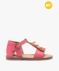 GEMO Sandales fille dessus cuir et franges colorées – NA! rose vif