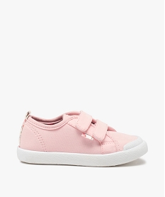 GEMO Baskets fille en toile à scratch et bout renforcé rose vif