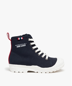GEMO Baskets garçon montantes en toile unie et semelle crantée Bleu