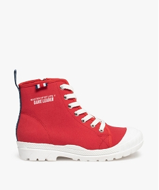 GEMO Baskets garçon montantes en toile unie et semelle crantée rouge standard