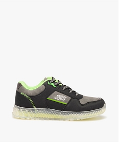GEMO Baskets garçon à semelle translucide et détails fluo noir standard