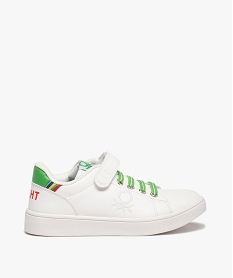 GEMO Baskets garçon colorées à lacets et scratch - Benetton blanc standard
