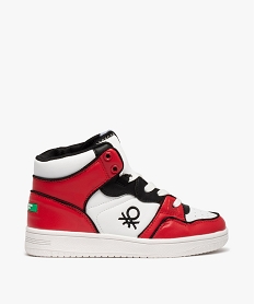 GEMO Baskets garçon mid-cut colorées à lacets et zip - Benetton Rouge