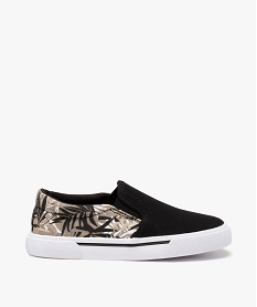 GEMO Tennis garçon en toile bicolore style slip-on Noir