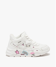 GEMO Baskets fille semi-montantes imprimées graffitis blanc standard