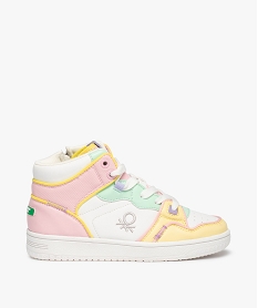 GEMO Baskets fille mid-cut multicolores à lacets et zip - Benetton Blanc