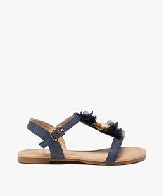 GEMO Sandales filles à talon plat et fleurs en tulle bleu chine