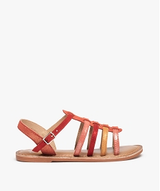 GEMO Sandales fille style spartiates multicolores cuir brillant orange standard