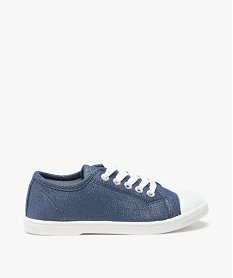 GEMO Baskets fille en toile à bout renforcé fermeture lacets bleu chine