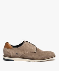 derbies homme dessus cuir uni et semelle contrastante brunF747201_1