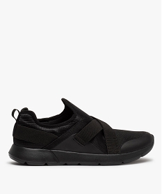 GEMO Baskets homme dessus mesh uni sans lacets noir vif
