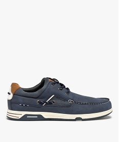 GEMO Chaussures bateau homme confort à lacets bicolores Bleu