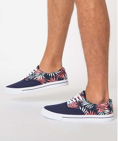 GEMO Baskets homme en toile style retro tennis Imprimé