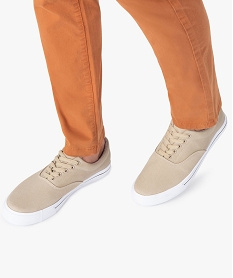 GEMO Baskets homme en toile style retro tennis beige standard