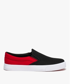 GEMO Chaussures basses homme slip-on en toile bicolore rouge vif