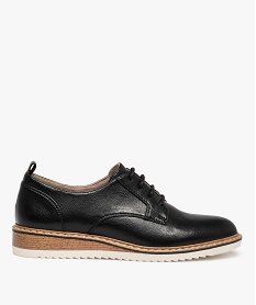 derbies femme unis a semelle crantee contrastante noir derbiesF755101_1