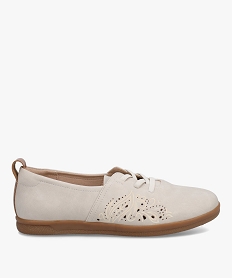 derbies femme souples a talon plat et lacets elastiques blancF755301_1