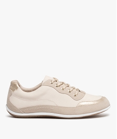 GEMO Baskets femme confort à lacets et semelle fine beige standard
