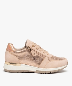 GEMO Tennis femme à lacets et zip détails métallisés rose standard