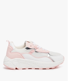 GEMO Baskets femme style retro running avec semelle épaisse rose chine