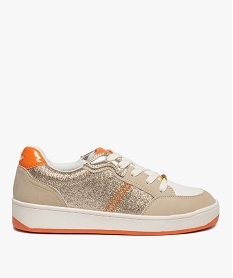 GEMO Baskets femme pailletées avec détails vernis Multicolore