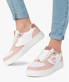 GEMO Baskets femme bicolores à lacets – Camps United rose chine