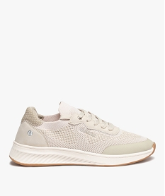 GEMO Baskets femme confort dessus maille unie - Wellness beige standard