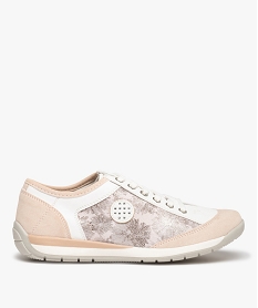 GEMO Baskets femme confort détails métallisés - Softrelax rose chine