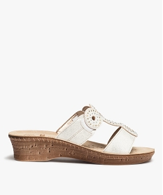 GEMO Mules femme confort à larges brides strass blanc standard