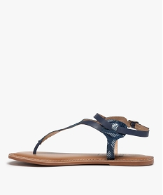sandales femme a talon plat et entre-doigts en cuir coupe speciale pied large bleuF762901_3