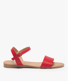 GEMO Nu-pieds femme unis à talon plat et bride large rouge standard