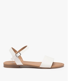 GEMO Nu-pieds femme unis à talon plat et bride large blanc standard