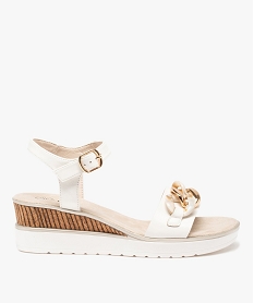 GEMO Sandales femme à talon compensé et maillons chaîne blanc standard
